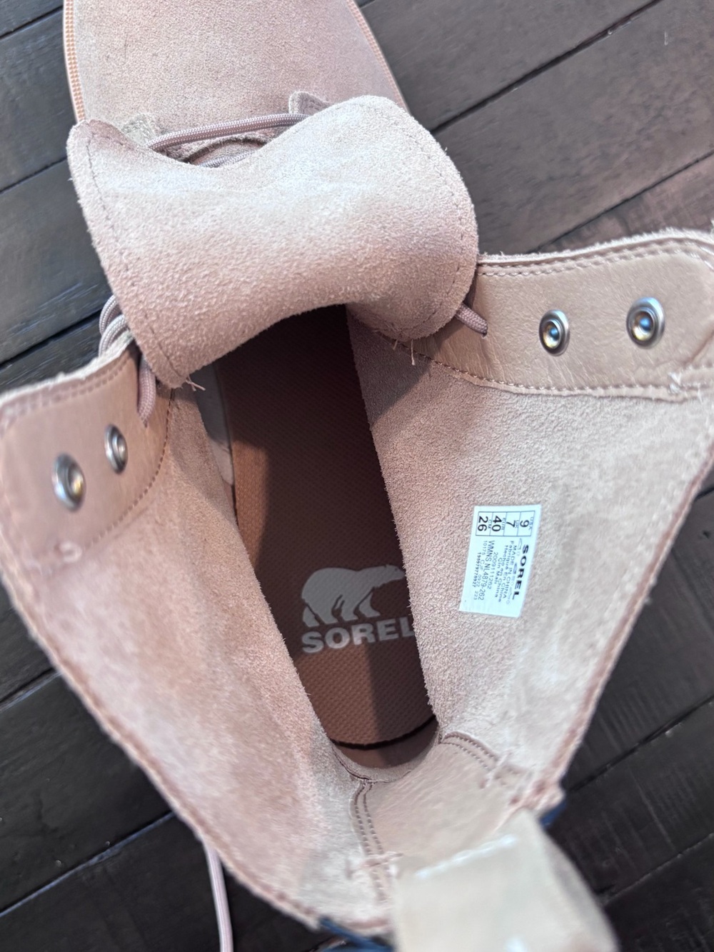🔥NWT Sorel Women Hi Line Lace Leather Lace Up Bootie Beige Size 9 New🔥 - Picture 6 of 6
